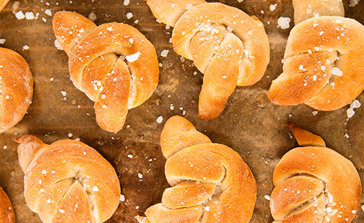 Pretzel Shapes on a baking sheet