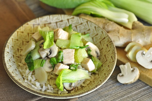 Vegetable and Turkey Stir Fry on a plate