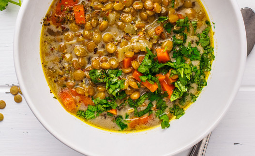Slow Cooker Lentil Soup in a bowl