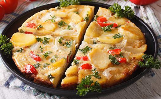 Spanish Omelet on a skillet
