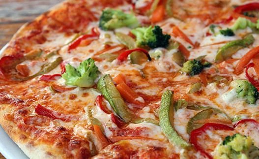 Spunky Vegetable Pizza fresh out of the oven