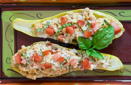 Stuffed Summer Squash on a plate