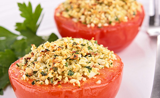 Stuffed Tomatoes on a serving dish