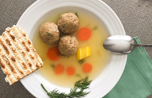 Vegetarian Matzo Ball Soup in a bowl