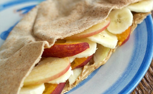 Peachy Peanut Butter Pita Pockets on a plate