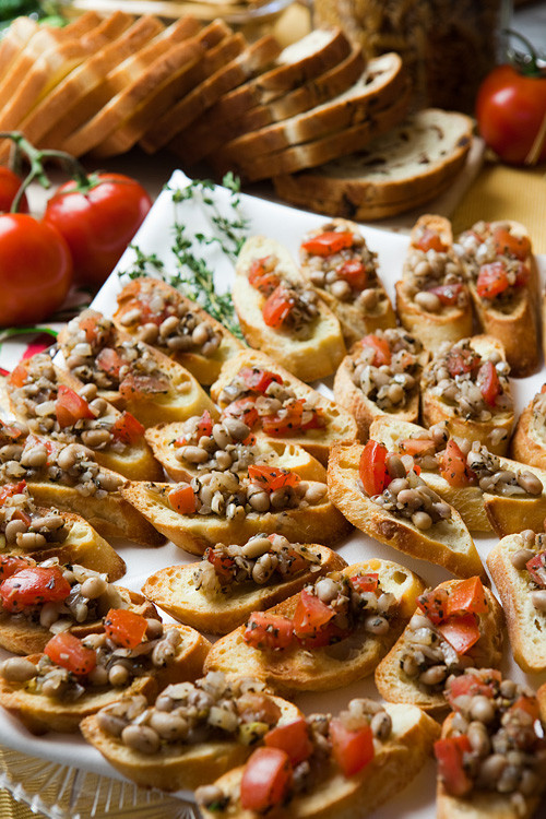 White Bean Bruschetta on a plate