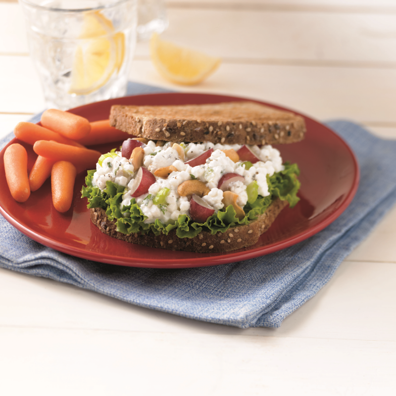 Grape and Cashew Salad Sandwich on a plate