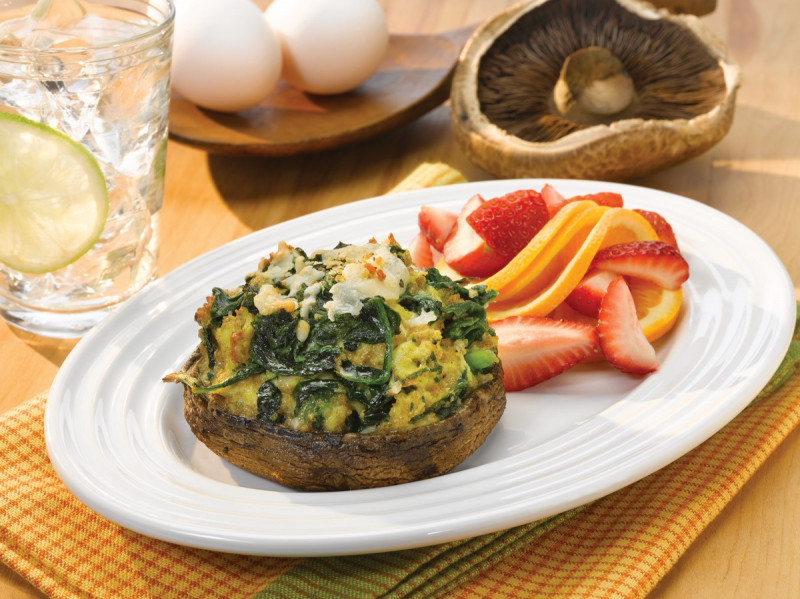 Herbed Spinach Quiche Portabella Caps on a plate