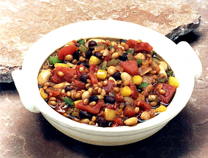 Wheat Berry Chili in a bowl