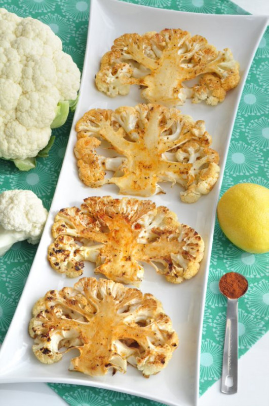 Roasted Cauliflower Steaks on a platter
