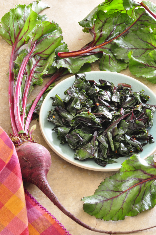 sautéed beet greens in a bowl