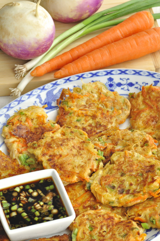 plate of turnip pancakes on a plate