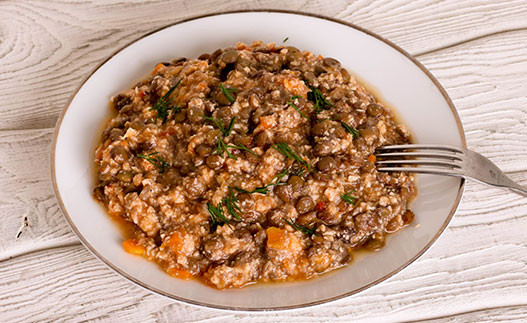 Honey Baked Lentils in a bowl