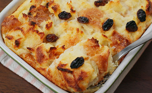 Old Fashioned Bread Pudding in a pan