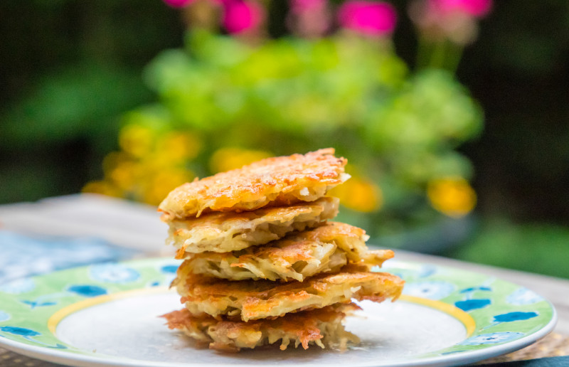 Red Lentil Latkes on a plate