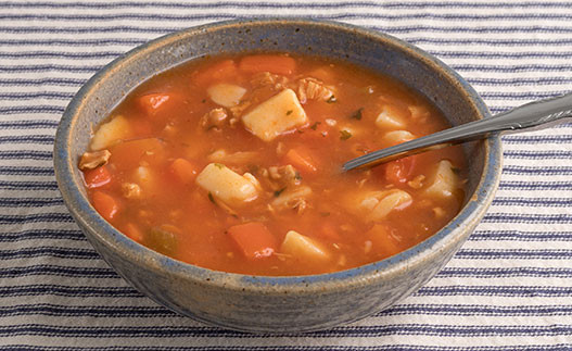 Manhattan Clam Chowder in a bowl