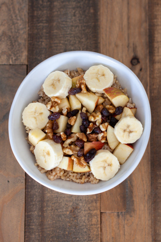 Rice Bowl Breakfast with Fruit and Nuts 
