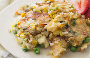 plate of Crusty Rice with Tofu and Vegetables
