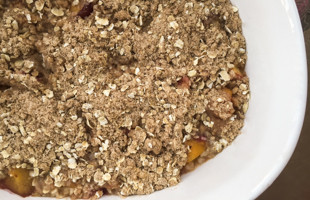Quick Peach Cobbler on a plate