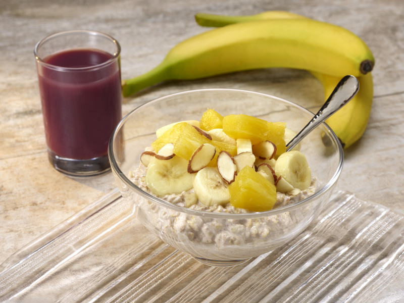 Tropical Overnight Oatmeal in a bowl