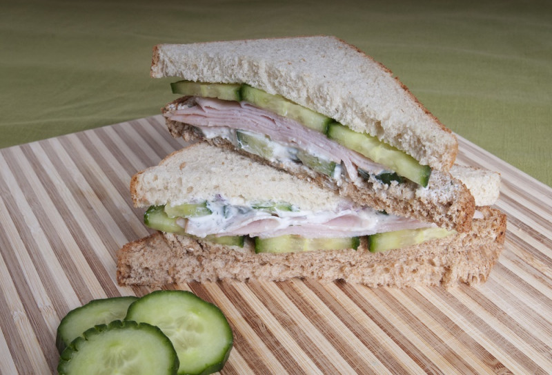 Turkey and Cucumber Sandwich on a plate