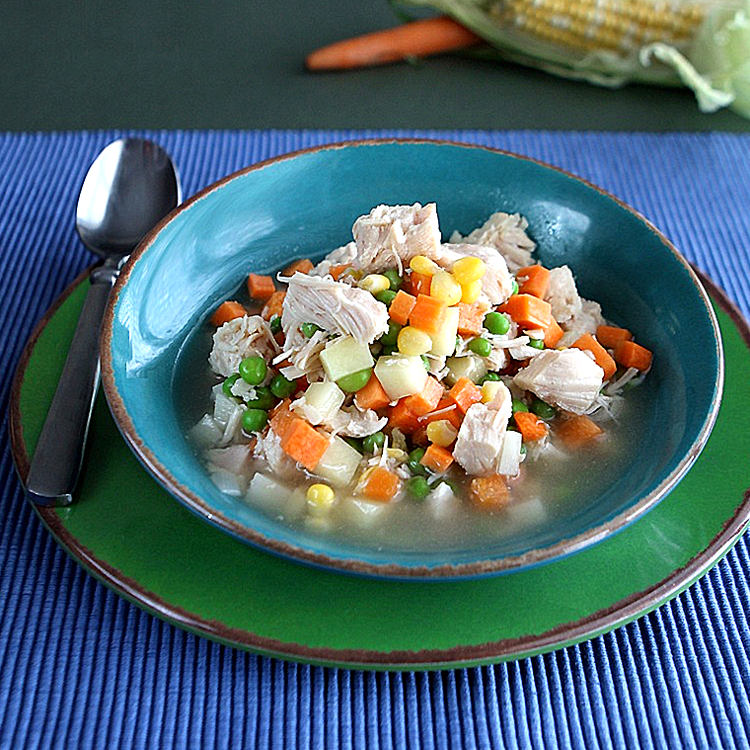 Vegetable Soup with Chicken in a bowl