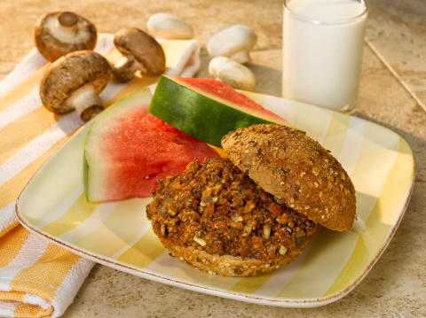 Mushroom Beef Sloppy Joes on a plate