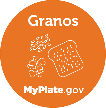 grains button with line drawings of several grain products - Spanish