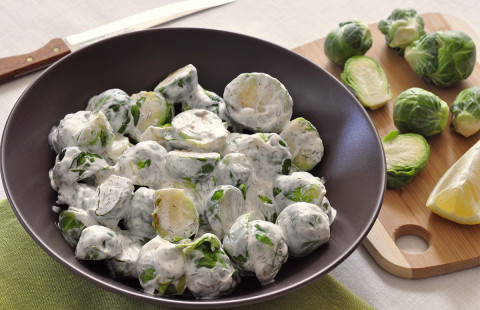 Lemon Dill Brussels Sprouts in a bowl