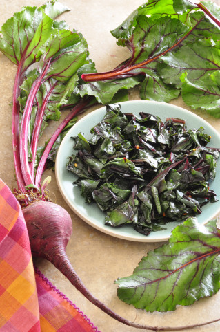 sautéed beet greens in a bowl