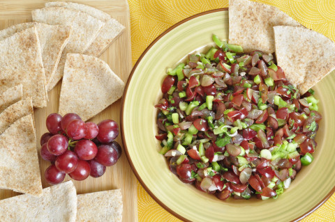bowl of grape salsa