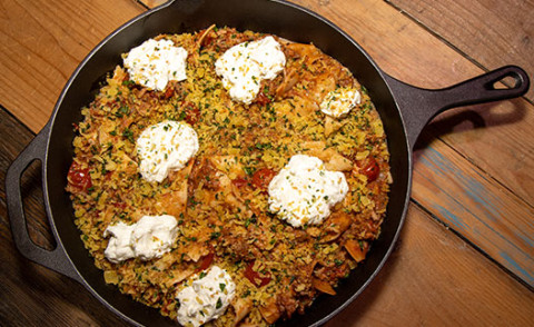 Quick Skillet Lasagna in a skillet