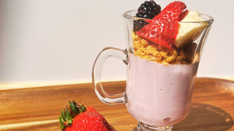 Yogurt Berry Parfait in a serving glass