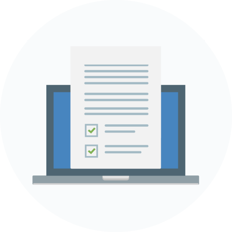 illustration of a piece of paper and a computer