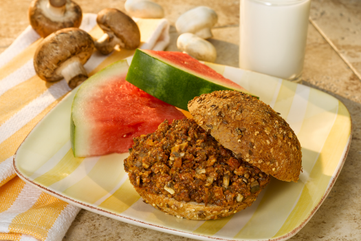 Mushroom Beef Sloppy Joes on a plate